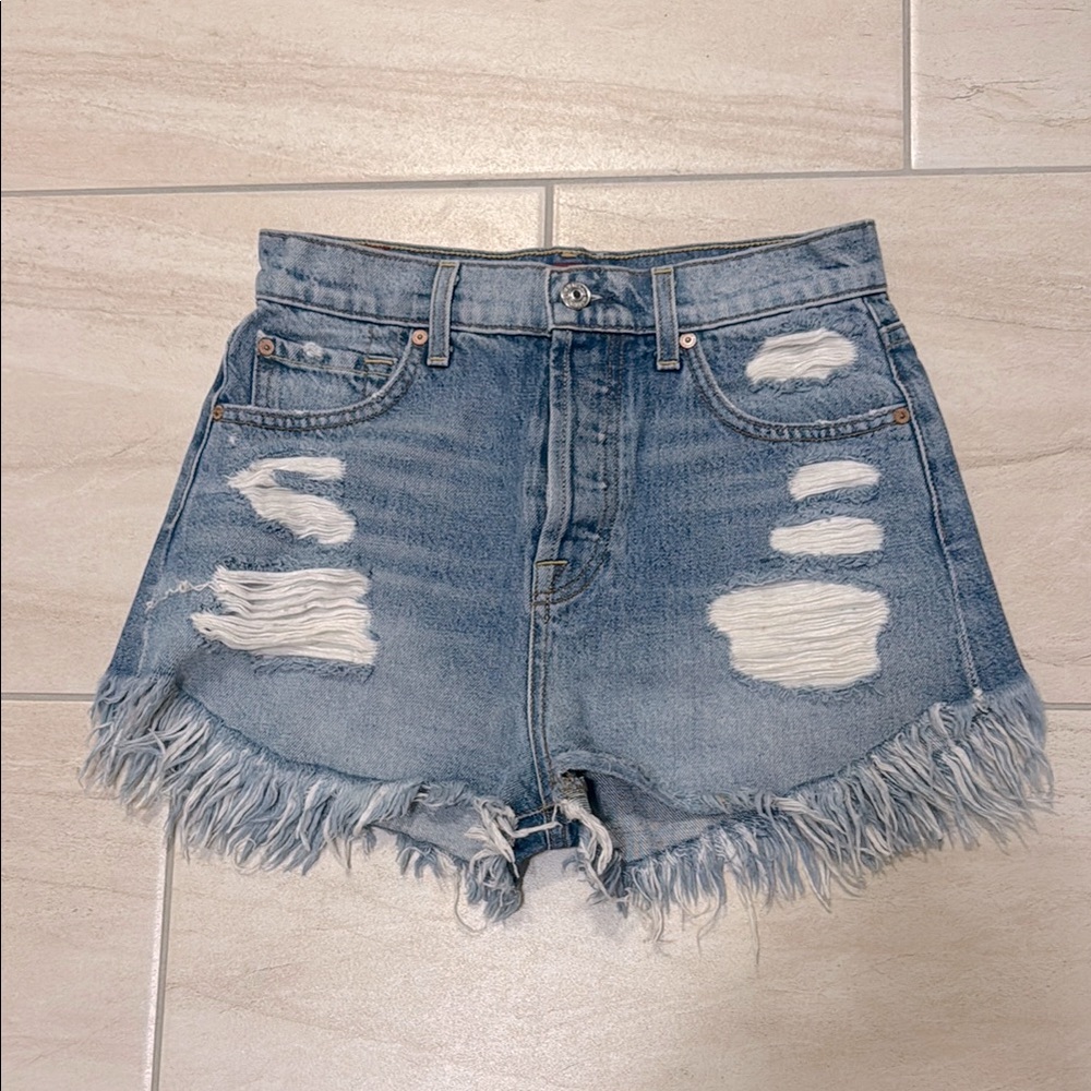 7 for all mankind Distressed Denim Frayed Hem Shorts size 26